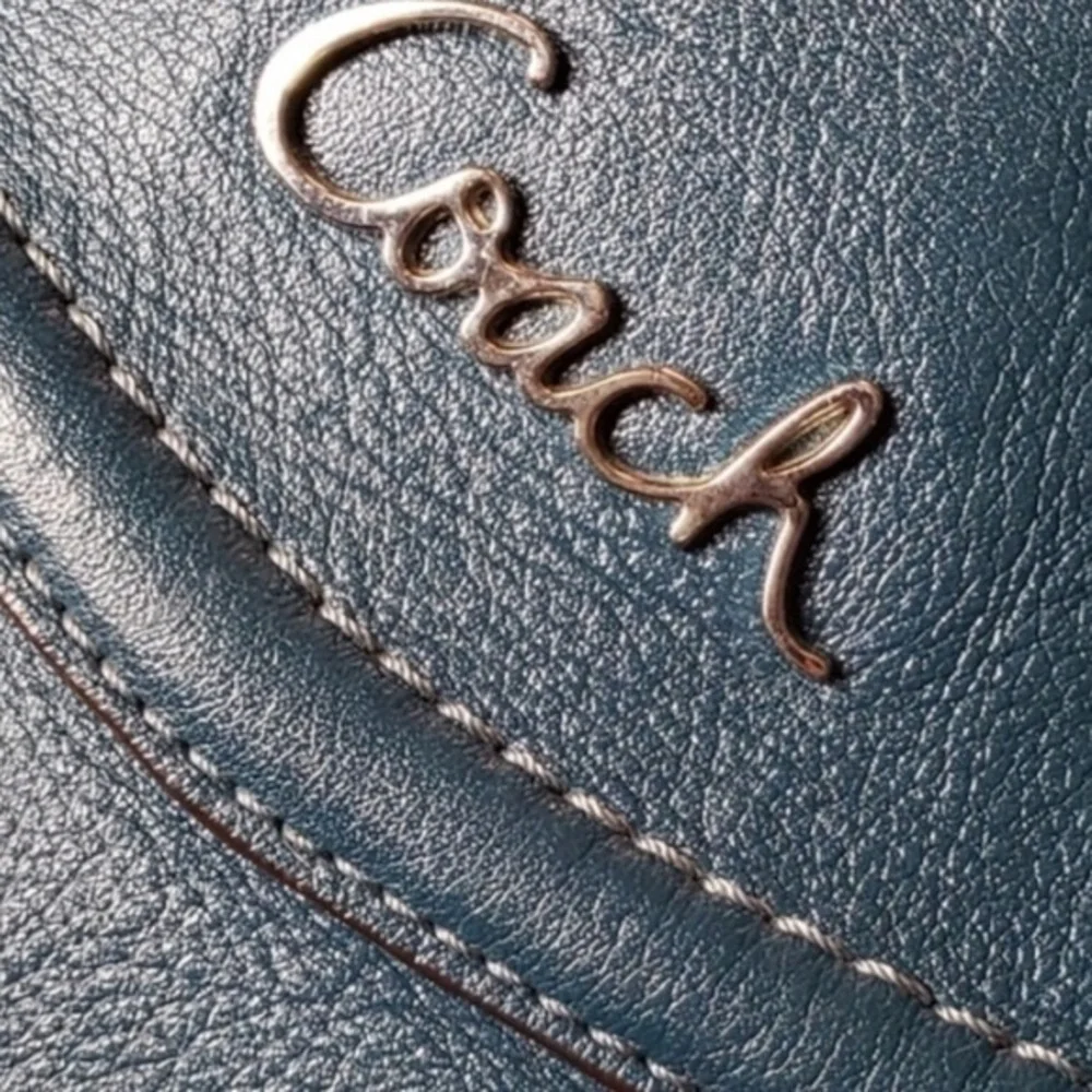 Coach Teal Soft Leather Slouchy shoulder bag tote with nickel color hardware